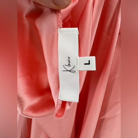 Klesis Pink Midi Satin dress with V-neck open back - Picture 7 of 8